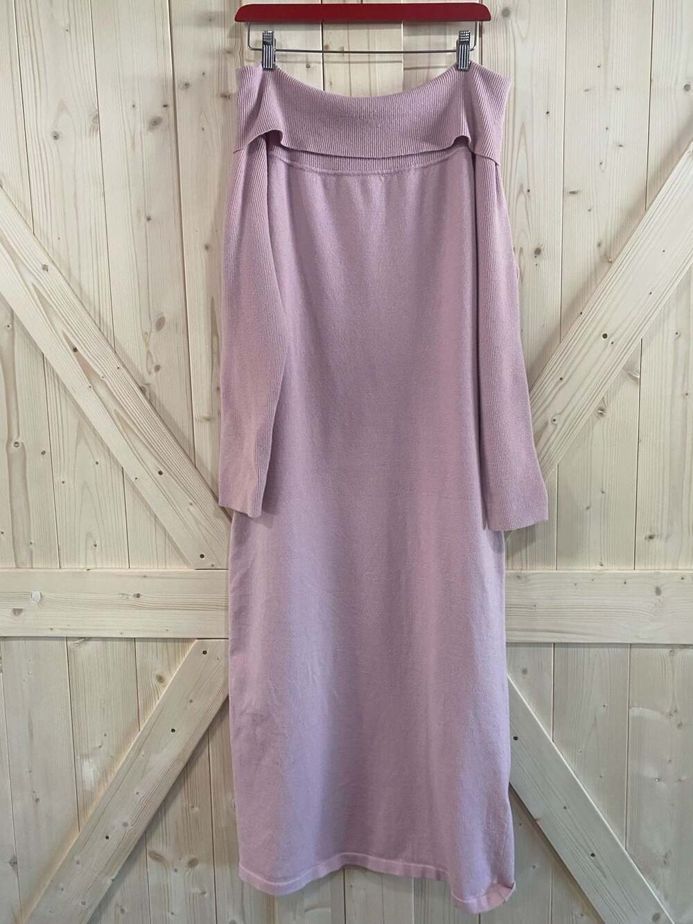 SHEIN Off-the-Shoulder Knit Sweater Dress Pink Midi large